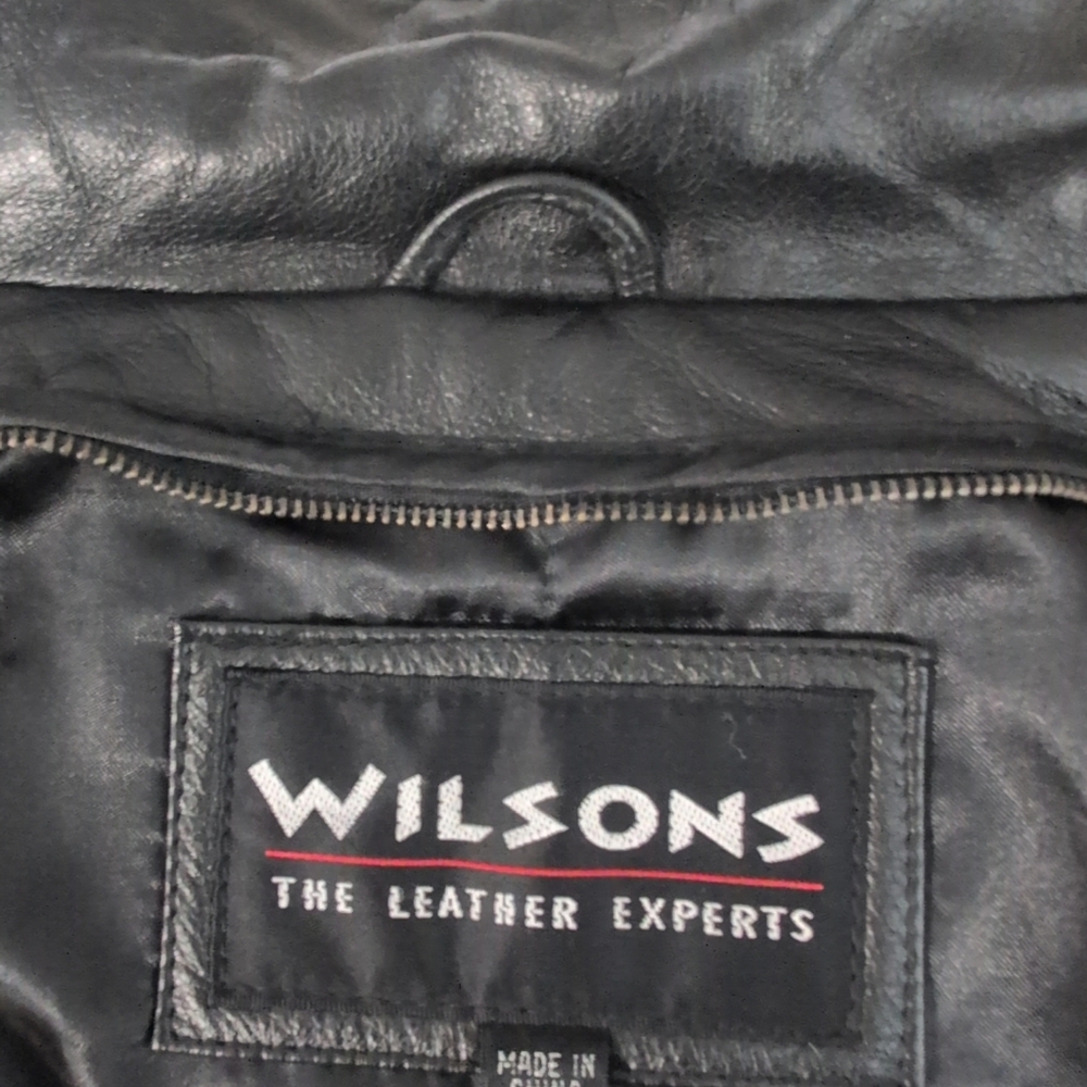 Wilsons Leather Jacket Outside Zip & Buttons Men's M Black Thinsulate Lined - Picture 16 of 16